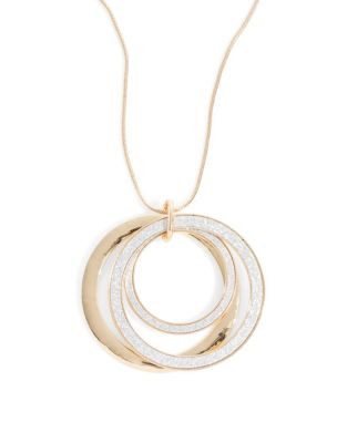 Expression Glitter Rings Pendant Necklace - SILVER