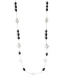 Expression Faux Pearl Station Necklace - BLACK