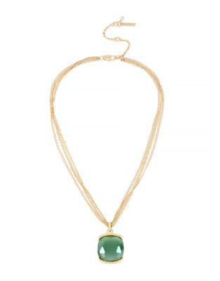 Kenneth Cole New York Honeycomb Faceted Stone Pendant Necklace - GREEN