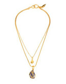 Diane Von Furstenberg Double Drop Gold Pendant Necklace - BLACK