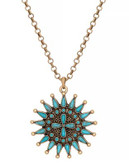 Lucky Brand Sunburst Pendant Necklace - TURQUOISE