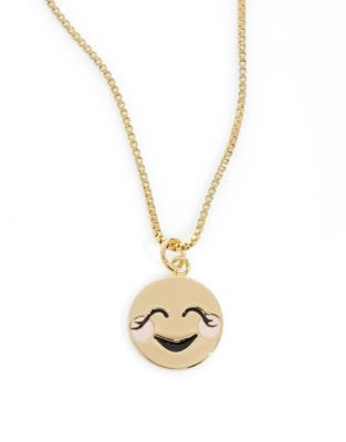 Kate Spade New York Tickled Pink 12K Gold-Plated Emoji Pendant Necklace - RED MULTI