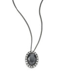 Expression Faceted Oval Pendant Necklace - BLACK