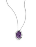 Expression Faceted Oval Pendant Necklace - PURPLE