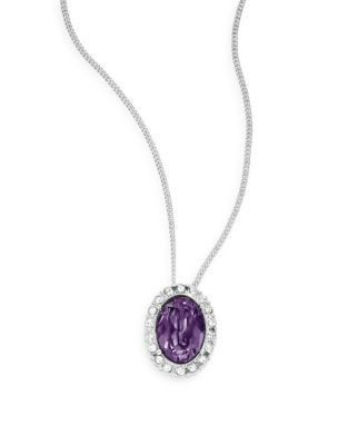 Expression Faceted Oval Pendant Necklace - PURPLE