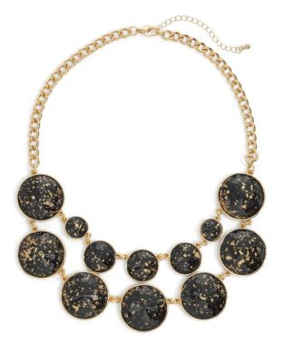 Expression Flecked Two-Row Collar Necklace - BLACK