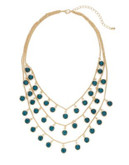 Expression Three Strand Drop Beads Necklace - BLUE