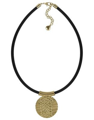 Sam Edelman Snakeskin Disc Pendant Necklace - GOLD