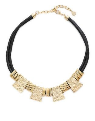 R.J. Graziano Hammered Statement Cord Necklace - GOLD
