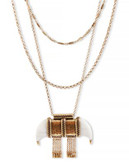 Lucky Brand Gold Tone Semi-Precious Stone Pendant Necklace - GOLD