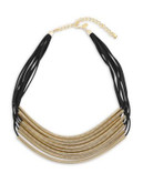 Kenneth Jay Lane Eight Row Leather Coil Necklace - BLACK/GOLD