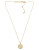 Michael Kors Gold Tone Logo Plate Disc Pendant With Clear Cz - GOLD