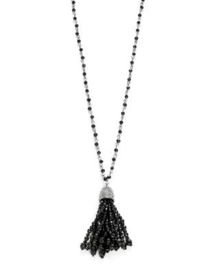 Lauren Ralph Lauren Beaded Tassel Pendant Necklace - BLACK