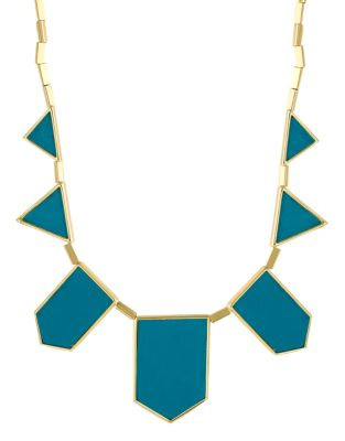 House Of Harlow 1960 Engraved Classic Stations Necklace - TEAL