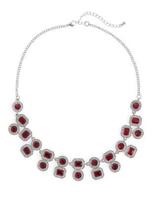 Expression Multi-Shape Stone Collar Necklace - RED