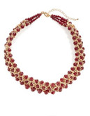 Expression Chain and Bead Collar Bib Necklace - RED