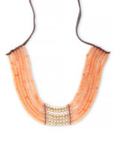 Lucky Brand Gold Tone Semi-Precious Stone Collar Necklace - ORANGE