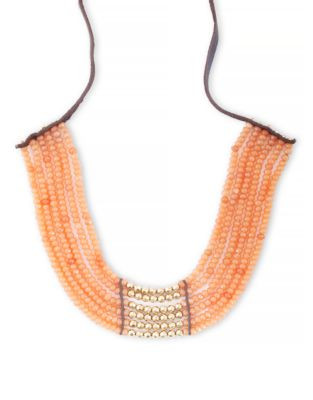Lucky Brand Gold Tone Semi-Precious Stone Collar Necklace - ORANGE
