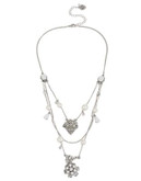 Betsey Johnson Something New Crystal and Faux Pearl Illusion Necklace - CRYSTAL