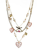 Betsey Johnson Lucite Heart Illusion Necklace - MULTI COLOURED