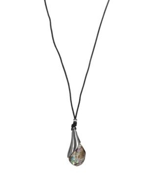 Robert Lee Morris Soho Abalone Drop Leather Necklace - GREEN