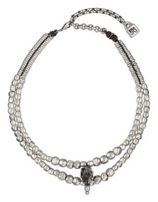Uno De 50 Crystal Skull Pendant Necklace - SILVER