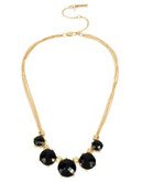 Kenneth Cole New York Jet Jewels Faceted Stone Frontal Necklace - JET