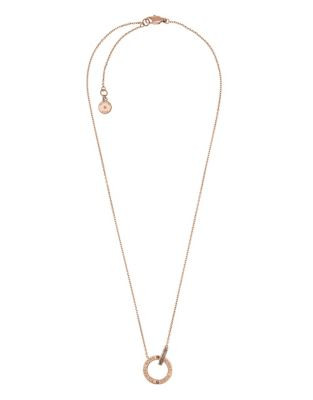 Michael Kors Interlocking Etched Crystal Necklace - ROSE GOLD