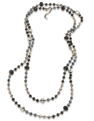 Carolee Metallic Bead Rope Necklace - BLACK