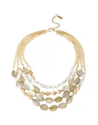 Kenneth Cole New York Natural Wonder Mixed Faceted and Shell Bead Multi Row Necklace - GOLD