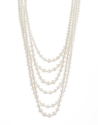 Expression Six-Row Candy Bead Necklace - BEIGE