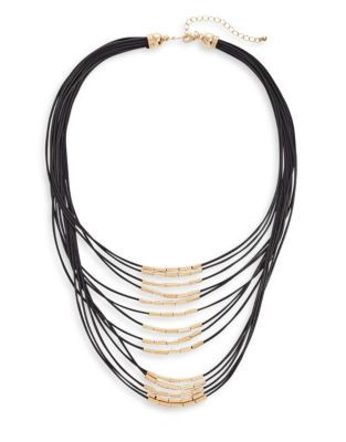 Expression Beaded Multi-Cord Collar Necklace - BLACK
