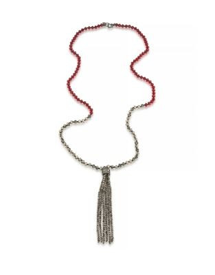 Carolee Rainbow Room Bead Tassel Necklace - RED