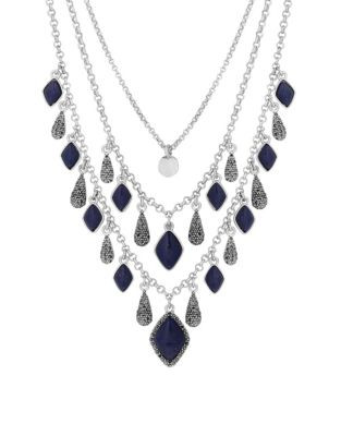 Lucky Brand Lapis Multi-Chain Collar Necklace - SILVER