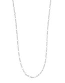 Expression Sterling Silver Figaro Necklace - SILVER - 30