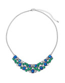 Expression Bejeweled Curve Bar Necklace - BLUE