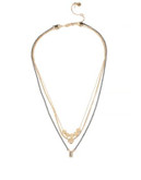 Kenneth Cole New York Crystal Geometric Multi-Chain Pendant Necklace - TWO TONE
