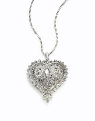 Expression Crystal Heart Pendant Necklace - SILVER