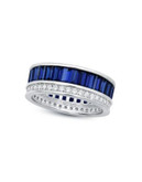 Crislu Channel Baguette and Diamond Stack Platinum Ring - BLUE - 7