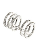 A.B.S. By Allen Schwartz Pave Linked Knuckle Ring - SILVER - 7