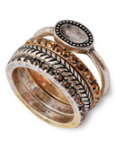 Lucky Brand Metal Semi-Precious Stone Ring - TWO TONE COLOUR - 7