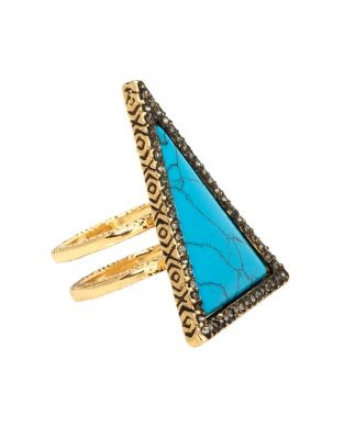 House Of Harlow 1960 Triangle Theorem Ring - TURQUOISE - 7
