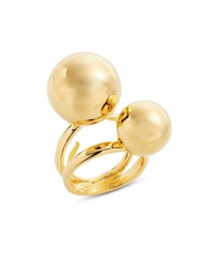 Kenneth Jay Lane Double Band Gold Ball Ring - GOLD
