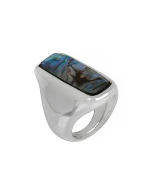 Robert Lee Morris Soho Abalone Shell Faceted Stone Sculptural Ring - SILVER - 7