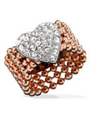 Guess Pavé Heart Stretch Ring - ROSE GOLD