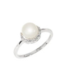 Expression Pearl and Cubic Zirconia Ring - SILVER - 7