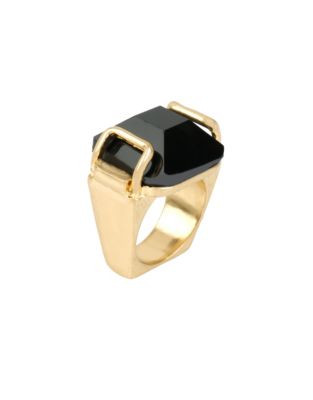 Kenneth Cole New York Faceted Latch Stone Ring - JET - 7