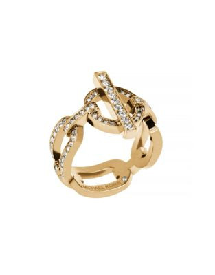 Michael Kors Chain-Link Sculpted Pave Ring - GOLD - 7