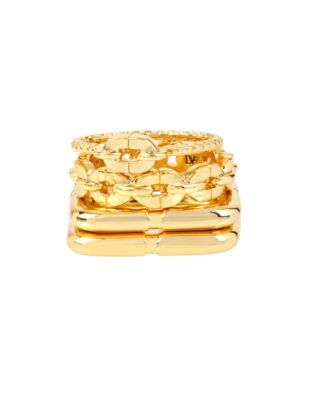 Diane Von Furstenberg Chain Link Gold Ring Set - GOLD - 7