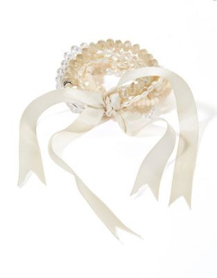 Rita D Multi Strand Stretch Pearl and Bead Bracelets - PEARL